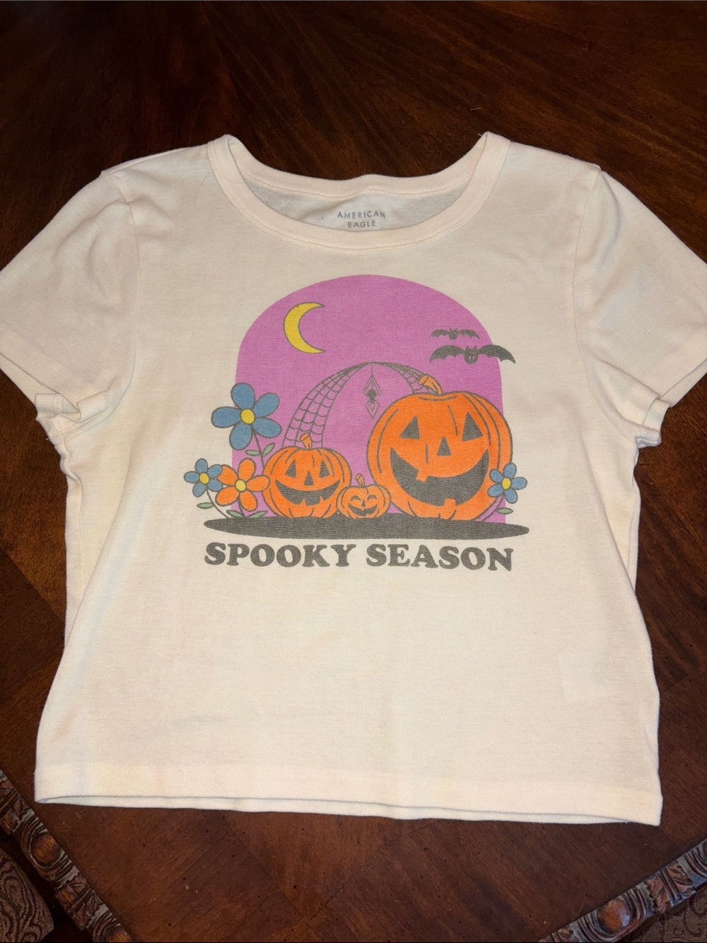 American Eagle Outfitters Kids "Spooky Season" White Graphic Halloween Tee